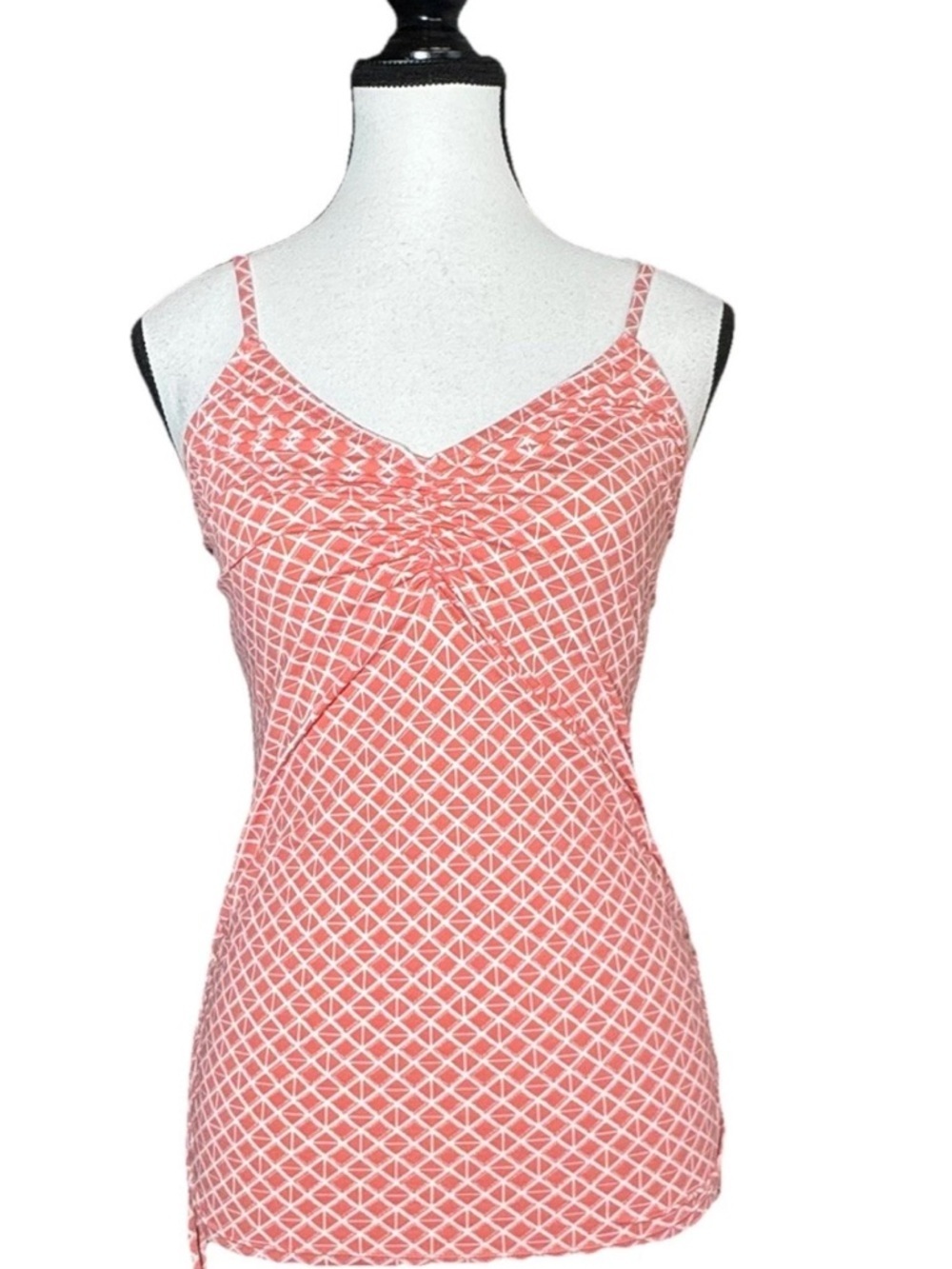 Carve Designs Rincon Ruched Tankini Top Small Coral Shelf Bra Side Ties USA Swim